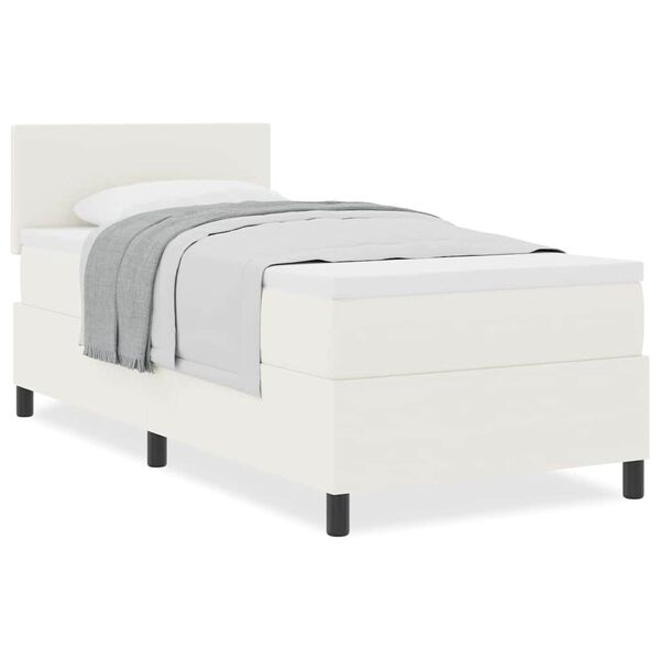 vidaXL Pat cu arcuri Manual Crema și Alb 203 x 100 x 88 cm