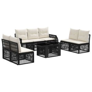 vidaXL Set de canapele pentru grădină 8 buc. Negru și Alb crem