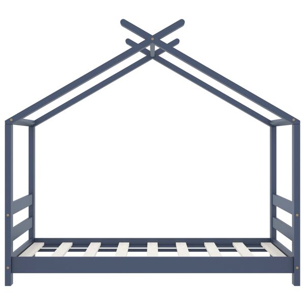 vidaXL Cadru de pat pentru copii, gri, 70 x 140 cm, lemn masiv de pin