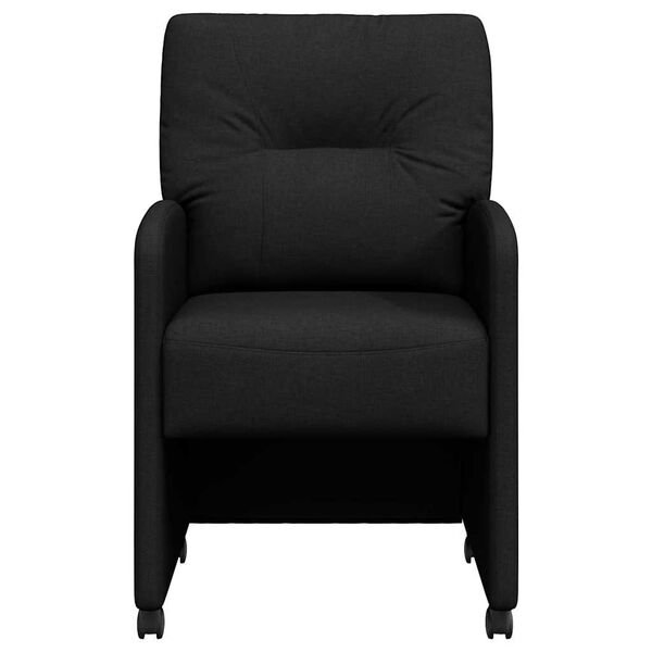 vidaXL Scaune de dining cu roți 2 pcs Negru 57 x 67 x 95 cm țesătură