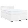 vidaXL Pat box spring cu saltea, alb, 160x200 cm, piele ecologică