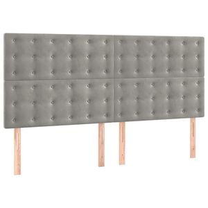 vidaXL Tăblie de pat gri deschis 200x5x118/128 cm catifea