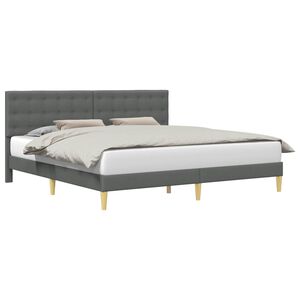vidaXL Cadru de pat cu headboard Gri &icirc;nchis 200 x 200 cm Țesătură