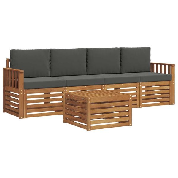 vidaXL Seturi de canapele Natural și Antracit Lemn Solid de Acacia