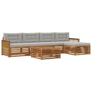vidaXL Set de canapele de exterior 6 pcs Natural și gri deschis