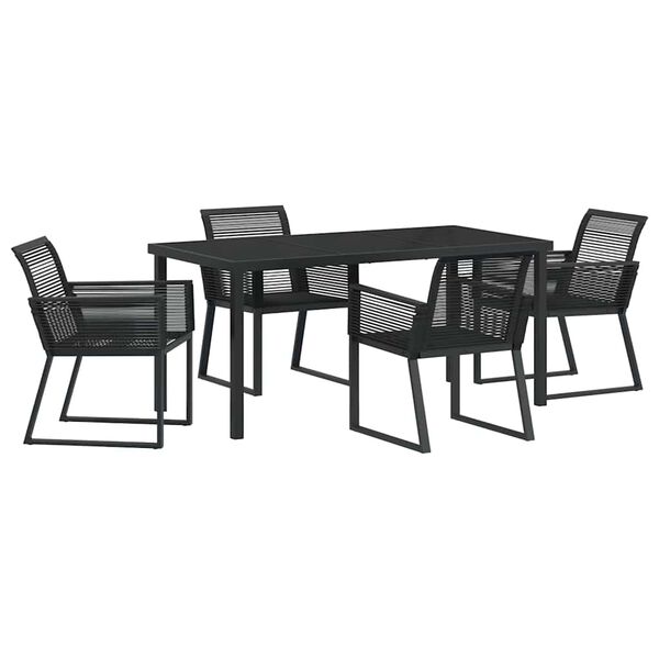 vidaXL Set de masă pentru grădină 5 pcs Negru