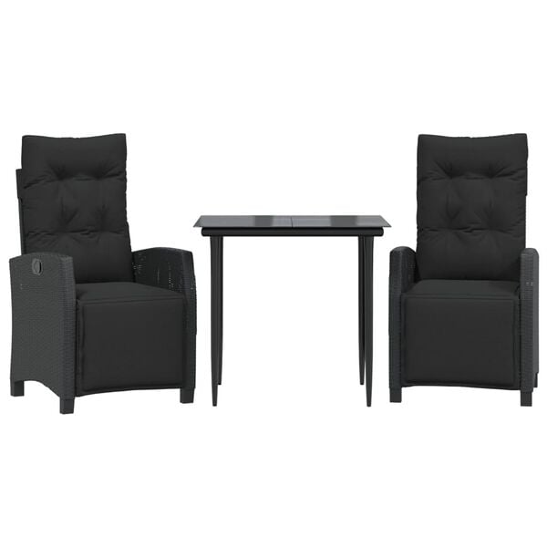 vidaXL Set mobilier de grădină cu perne, 7 piese, negru, poliratan