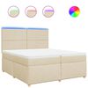 vidaXL Pat box spring cu saltea, crem, 200x200 cm, textil