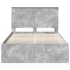 vidaXL Cadru de pat cu headboard Beton 120 x 200 cm Lemn de pin masiv