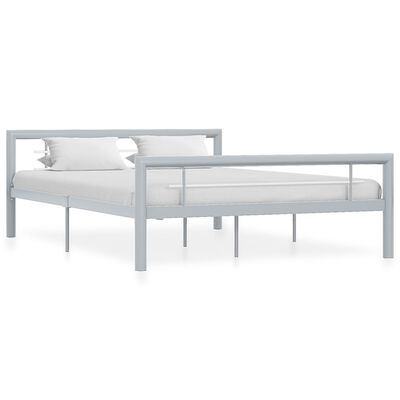 vidaXL Cadru de pat, gri și alb, 160 x 200 cm, metal