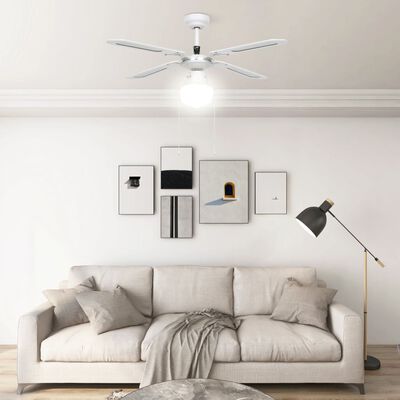 vidaXL Ventilator de tavan cu iluminare, alb, 106 cm