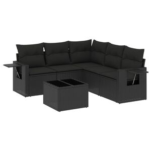 vidaXL Set mobilier de grădină cu perne, 6 piese, negru, poliratan