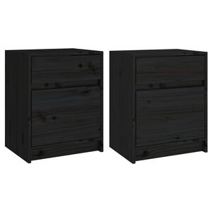 vidaXL Noptiere, 2 buc., negru, 40x31x50 cm, lemn masiv de pin