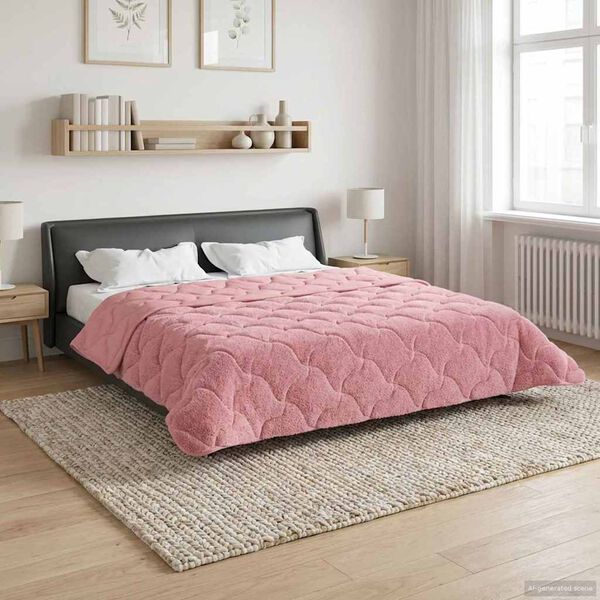 vidaXL Duvet de iarnă Roz 220 x 240 cm Microfibră și fleece Teddy