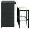 vidaXL Set mobilier de bar, 3 piese, negru, poliratan