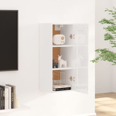 vidaXL Dulap de perete, alb extralucios, 35x34x90 cm, lemn compozit