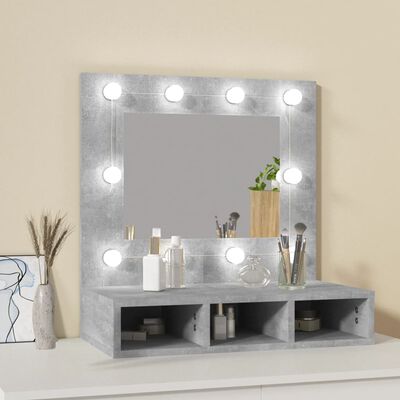 vidaXL Dulap cu oglindă și LED, gri beton, 60x31,5x62 cm
