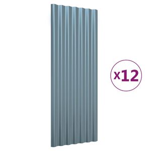 vidaXL Panouri de acoperiș, 12 buc., oțel galvanizat, gri, 100x36 cm