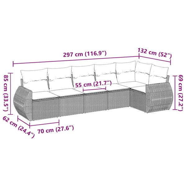 vidaXL Set mobilier de grădină cu perne, 6 piese, negru, poliratan