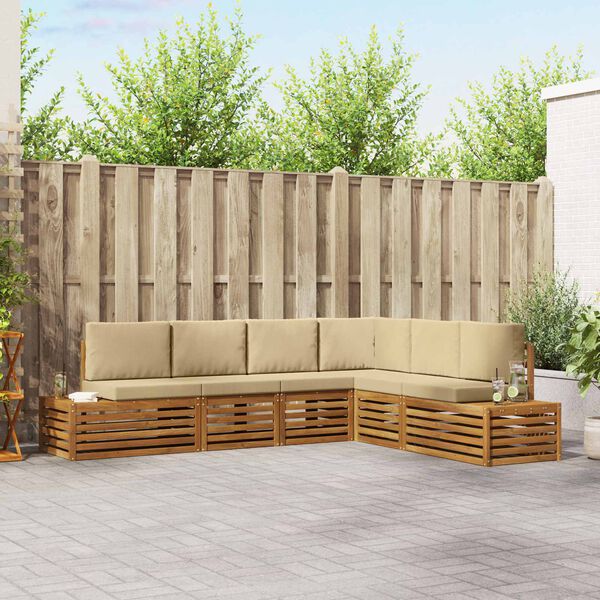 vidaXL Set de canapele de exterior cu pernă 6 Bucată Natural și Bej