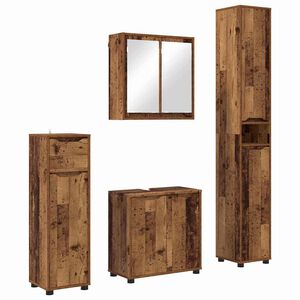vidaXL Set de mobilier pentru baie 4 pcs Lemn Vechi Lemn compozit