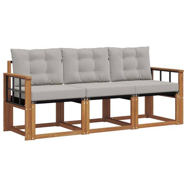 vidaXL Set de canapele de exterior 3 pcs Gri natural și deschis