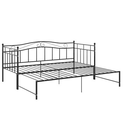 vidaXL Cadru pat canapea extensibilă, negru, 90x200 cm, metal