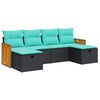 vidaXL Set mobilier de grădină cu perne, 6 piese, negru, poliratan
