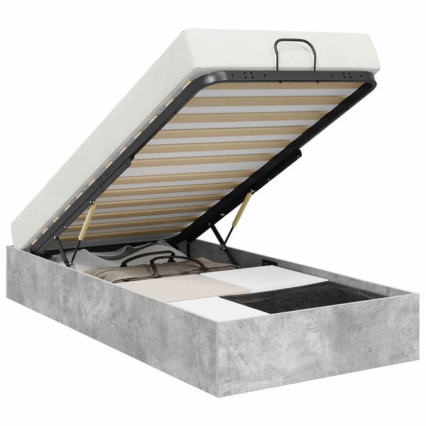 vidaXL Cadru de pat otoman Gri din beton 90 x 200 cm Lemn compozit