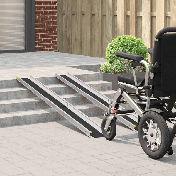 vidaXL Rampă pentru scaun cu rotile 2 pcs Negru 184,5 x 18,5 x 5 cm