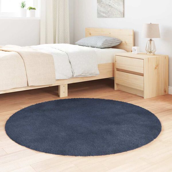 vidaXL Covor shaggy cu pom înalt, NAVARRA, bleumarin, 120x120 cm