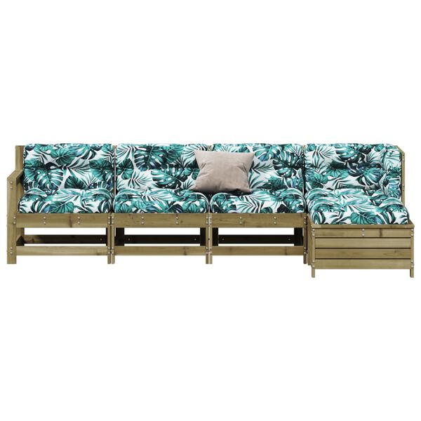 vidaXL Set mobilier de grădină cu perne, 5 piese, lemn de pin tratat