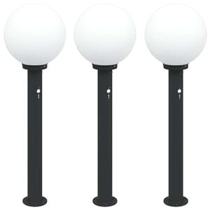 vidaXL St&acirc;lpi iluminatori cu senzor, 3 buc., 80 cm, negru, IP44