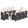 vidaXL Set mobilier de grădină cu perne, 9 piese, negru, poliratan