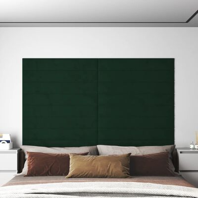 vidaXL Panouri de perete 12 buc. verde închis 90x15 cm catifea 1,62 m²