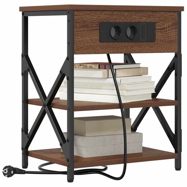 vidaXL Dulap de noapte Stejar &icirc;nchis 41 x 31 x 51 cm Lemn compozit