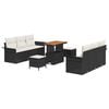 vidaXL Set de canapele pentru grădină cu pernă 9 pcs Negru poliratan