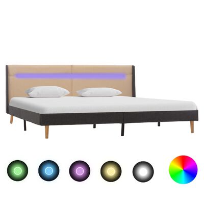vidaXL Cadru de pat cu LED, crem, 160x200 cm, material textil
