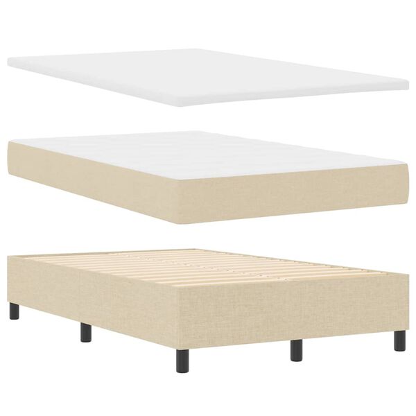 vidaXL Pat cu arcuri cu saltea cu headboard Crem 120 x 190 cm țesătură