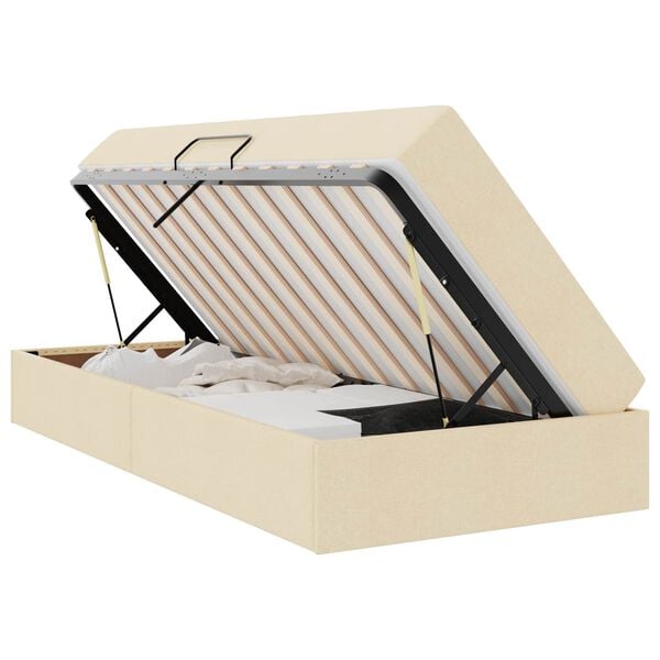 vidaXL Pat cu saltea și spațiu de depozitare Crem 90 x 190 cm