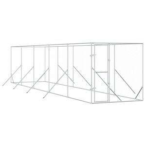vidaXL Padoc de exterior pentru c&acirc;ini argintiu 2x10x2m oțel galvanizat