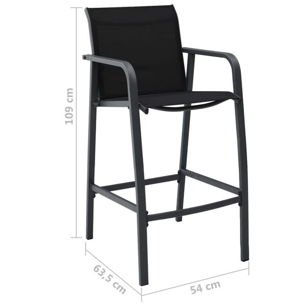 vidaXL Set mobilier de bar pentru grădină, 7 piese, negru