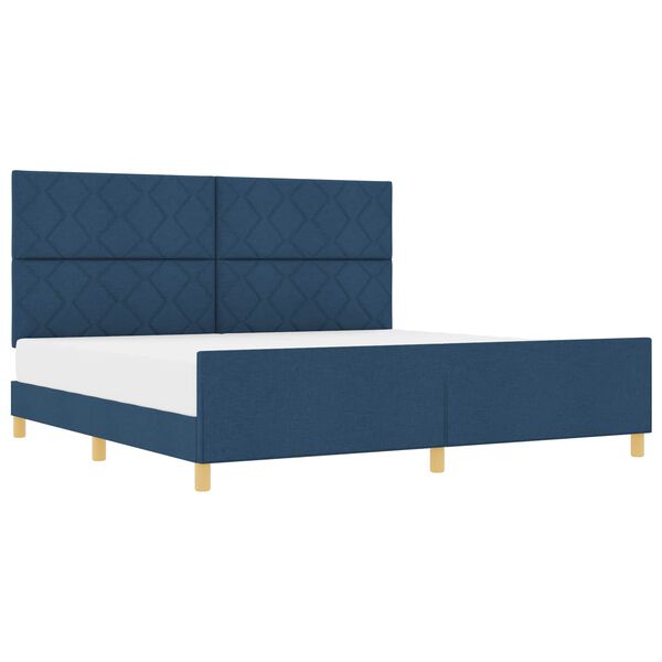vidaXL Cadru de pat cu headboard albastru 200 x 200 cm țesătură