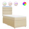 vidaXL Pat box spring cu saltea, crem, 90x190 cm, textil