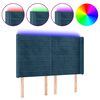 vidaXL Tăblie de pat cu LED, albastru &icirc;nchis, 147x16x118/128cm catifea
