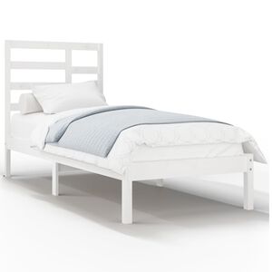vidaXL Cadru de pat single, alb, 90x190 cm, lemn masiv