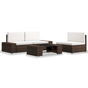 vidaXL Set mobilier de grădină, 4 piese, maro, poliratan