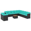 vidaXL Set mobilier de grădină cu perne, 12 piese, negru, poliratan