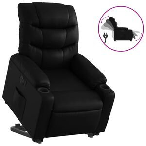 vidaXL Fotoliu rabatabil electric cu ridicare, negru, piele ecologică