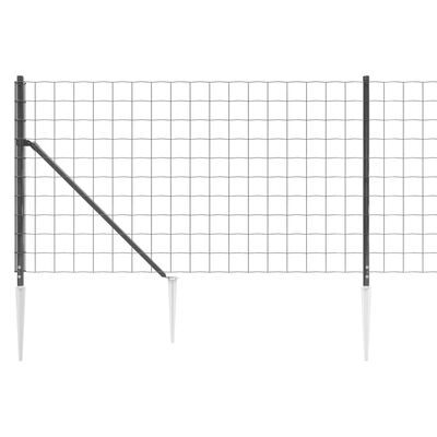 vidaXL Gard plasă de sârmă cu țăruși de fixare, antracit, 0,8x10 m